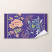 Bloemen Roze Blauw Paarse Gouden Streep Bloemen Bad Handdoek (Handdoek)