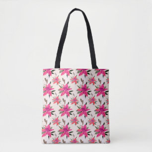 Bloemen roze bloemen patroon witte achtergrond tote bag