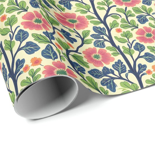  Bloemen Roze Bloemen Weelderig Groen Bladerdek Cadeaupapier (Rol Hoek)