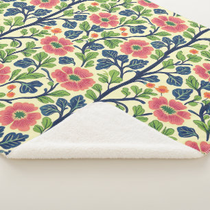 Bloemen Roze Bloemen Weelderig Groen Bladerdek Sherpa Deken