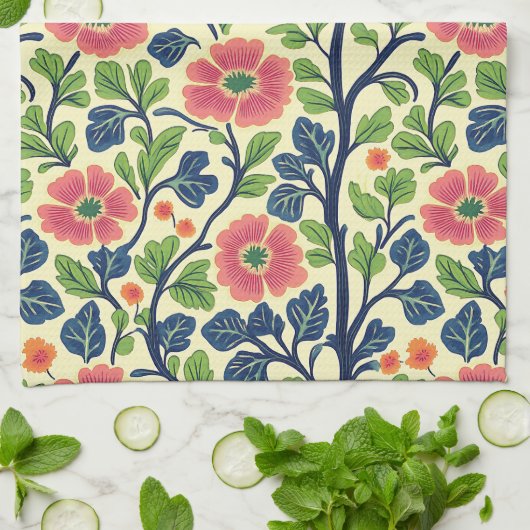  Bloemen Roze Bloemen Weelderig Groen Bladerdek Theedoek (Gevouwen)