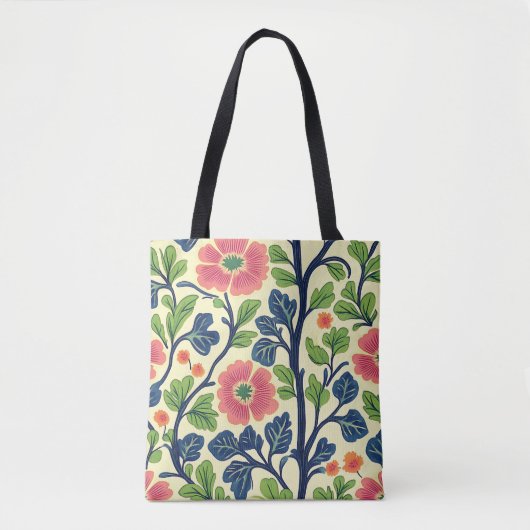  Bloemen Roze Bloemen Weelderig Groen Bladerdek Tote Bag (Voorkant)