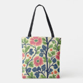  Bloemen Roze Bloemen Weelderig Groen Bladerdek Tote Bag (Achterkant)
