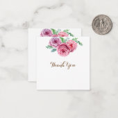 Bloemen Roze Bloemen Wit Chic Dank u Notitiekaartje (Voorkant / Achterkant in situ)