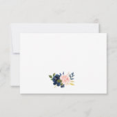 Bloemen Roze Blush Blauw Huwelijk RSVP Goud (Achterkant)