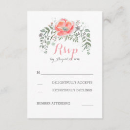 Bloemen Roze Boho Vintage bruiloft RSVP Kaartje
