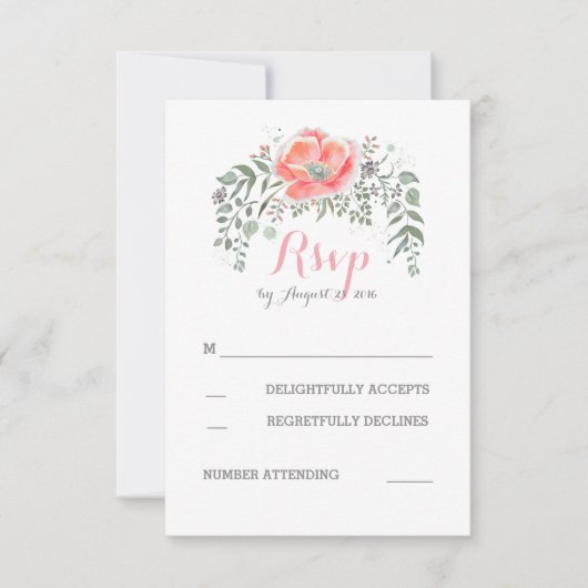 Bloemen Roze Boho Vintage bruiloft RSVP Kaartje (Voorkant)