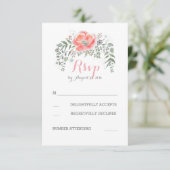 Bloemen Roze Boho Vintage bruiloft RSVP Kaartje (Staand voorkant)