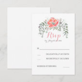 Bloemen Roze Boho Vintage bruiloft RSVP Kaartje (Voorkant / Achterkant)