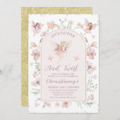 Bloemen Roze Boog Fairies Flutter Twirl Verjaardag Kaart (Voorkant / Achterkant)