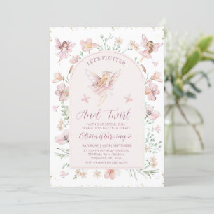 Bloemen Roze Boog Fairies Flutter Twirl Verjaardag Kaart
