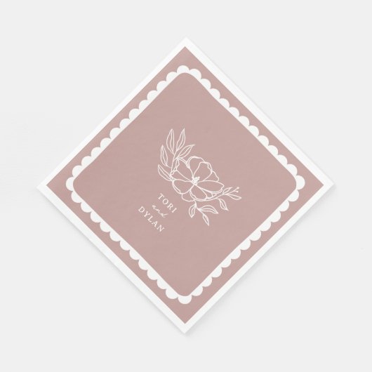 Bloemen Roze Botanische geschulpte bruiloft Servet (Hoek)