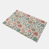 Bloemen roze botanische groene bruine deurmat (Schuin)