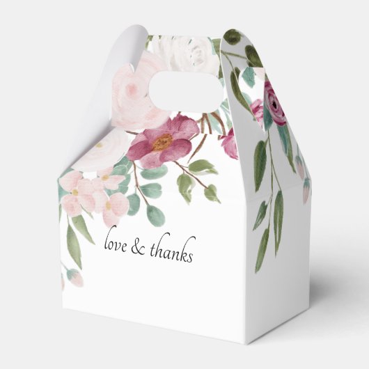 Bloemen Roze & Bourgondische Waterverf bruiloft Bedankdoosjes (Achterkant)