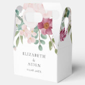 Bloemen Roze & Bourgondische Waterverf bruiloft Bedankdoosjes (Geopend)