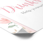Bloemen Roze Bow Baby in Bloom Baby shower Drinken Poster (Hoek)