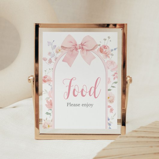 Bloemen Roze Bow Baby in Bloom Baby shower Voedsel Poster