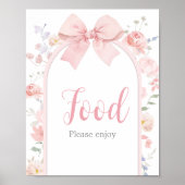 Bloemen Roze Bow Baby in Bloom Baby shower Voedsel Poster (Voorkant)
