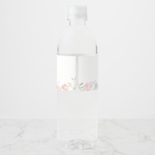 Bloemen Roze Bow Baby in Bloom Baby shower Waterfles Etiket (Achterkant)