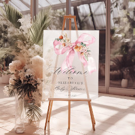 Bloemen Roze Bow Baby in Bloom Baby shower Welkom Acryl Bord