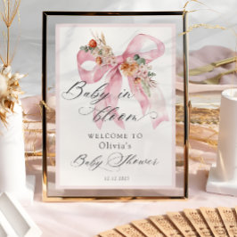 Bloemen Roze Bow Baby in Bloom Baby shower Welkom Poster