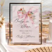 Bloemen Roze Bow Baby in Bloom Baby shower Welkom Poster