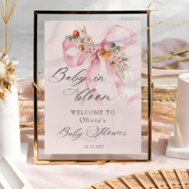 Bloemen Roze Bow Baby in Bloom Baby shower Welkom Poster