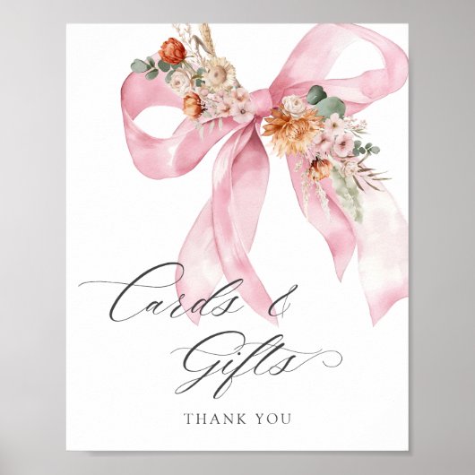 Bloemen Roze Bow Baby in Bloom Kaarten en geschenk Poster (Voorkant)