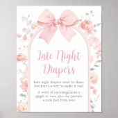 Bloemen Roze Bow Baby in Bloom Late Night Luiers Poster (Voorkant)
