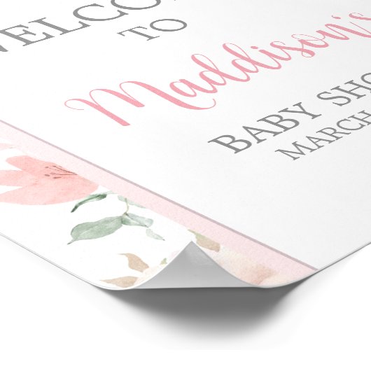 Bloemen Roze Bow Baby in Bloom Welkomstbord Poster (Hoek)