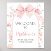 Bloemen Roze Bow Baby in Bloom Welkomstbord Poster (Voorkant)