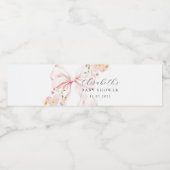 Bloemen Roze Bow Baby shower Favoriet Tas Waterfles Etiket (Enkel label)