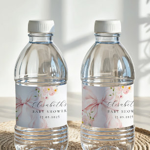 Bloemen Roze Bow Baby shower Favoriet Tas Waterfles Etiket