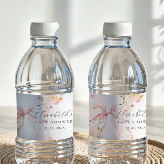 Bloemen Roze Bow Baby shower Favoriet Tas Waterfles Etiket