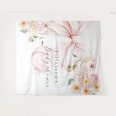 Bloemen Roze Bow Coquette Baby shower Achtergrond Wandkleed (Voorkant (horizontaal))