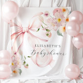 Bloemen Roze Bow Coquette Baby shower Achtergrond Wandkleed