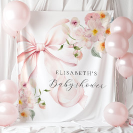 Bloemen Roze Bow Coquette Baby shower Achtergrond Wandkleed