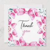 Bloemen Roze Bow Coquette Sweet 16 Verjaardag Bedankkaart (Voorkant)