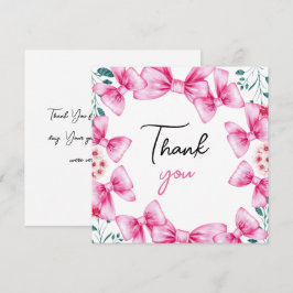 Bloemen Roze Bow Coquette Sweet 16 Verjaardag Bedankkaart