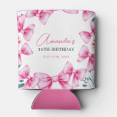 Bloemen Roze Bow Coquette Sweet 16 Verjaardag Blikjeskoeler (Achterkant)