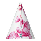 Bloemen Roze Bow Coquette Sweet 16 Verjaardag Feesthoedjes (Achterkant)