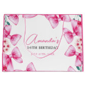 Bloemen Roze Bow Coquette Sweet 16 Verjaardag Groot Cadeauzakje (Voorkant)