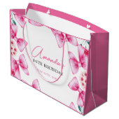 Bloemen Roze Bow Coquette Sweet 16 Verjaardag Groot Cadeauzakje (Achterkant Gekanteld)