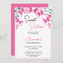 Bloemen Roze Bow Coquette Sweet 16 Verjaardag