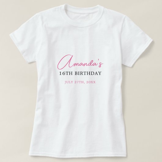 Bloemen Roze Bow Coquette Sweet 16 Verjaardag T-shirt (Design voorkant)