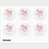 Bloemen Roze Bow Elegant Baby shower Dank u Ronde Sticker (Vel)