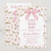 Bloemen Roze Bow Love Shack Baby Baby shower Kaart (Voorkant / Achterkant)