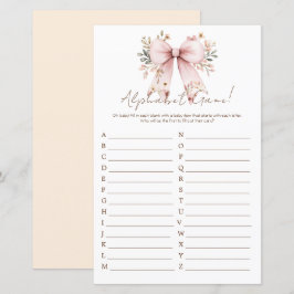 Bloemen Roze Bow Meisje Baby shower Alfabet