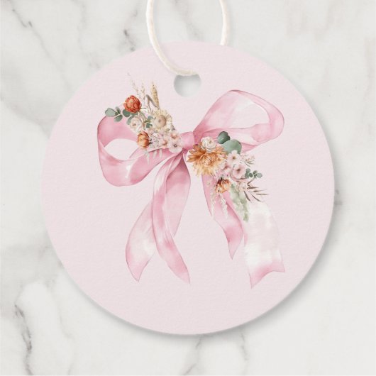Bloemen Roze Bow Meisje Baby shower Dank u Bedankjes Labels (Achterkant)