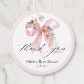 Bloemen Roze Bow Meisje Baby shower Dank u Bedankjes Labels (Voorkant)